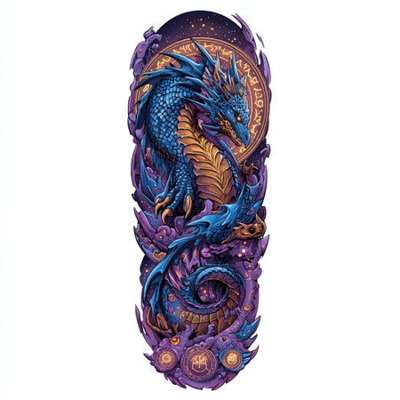 Dragon zodiac sign. Zodiac symbol. Colorful illustration for tattoo or t-shirt designの素材