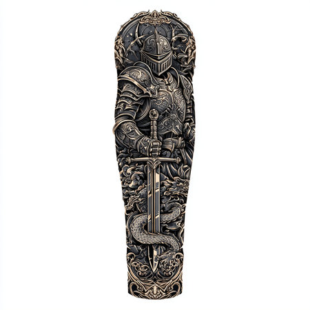 Hand-painted art design. Hand drawn illustration in the form of a viking helmet.の素材