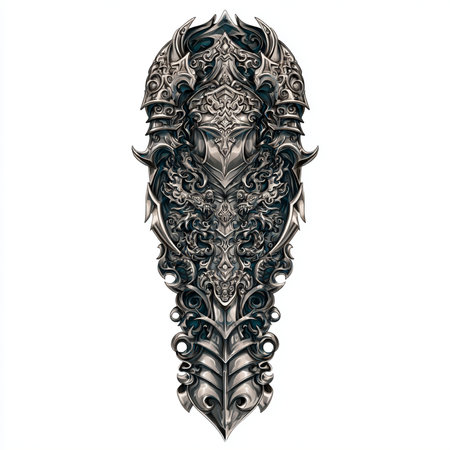 Viking warrior helmet with ornament on white background. Vector illustration.の素材