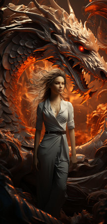 Fantasy portrait of a beautiful woman with flying hair in a fantasy forest.の素材