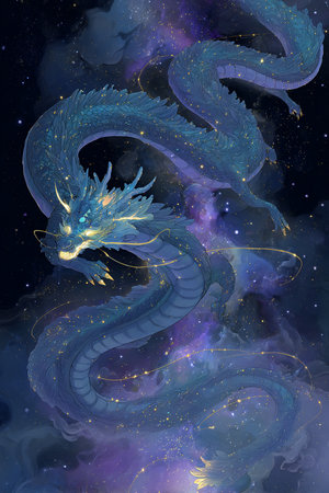 Dragon in cosmic space. Colorful illustrations. Zodiac sign.の素材