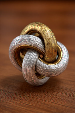 Wedding rings on a wooden background. Shallow depth of field.の素材