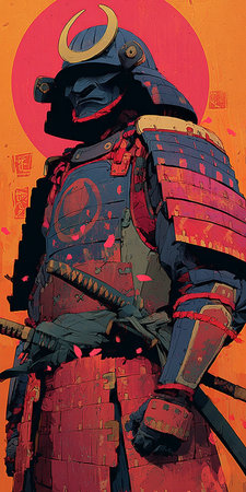 Samurai warrior in armor. Illustration of a samurai warrior.の素材