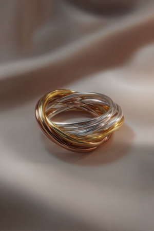 Wedding rings on satin background, shallow depth of fieldの素材
