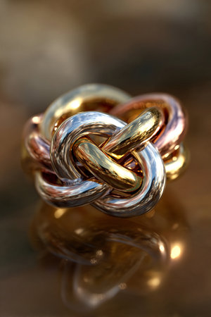 Wedding rings on the background of the mirror. Close-up.の素材