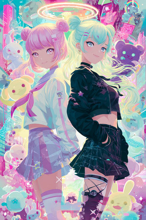 Beautiful girls on grunge background. Vector illustration for your designの素材