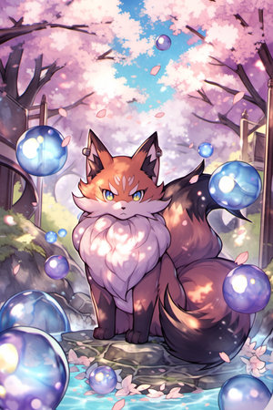 cartoon scene with cute fox in the city - illustration for childrenの素材