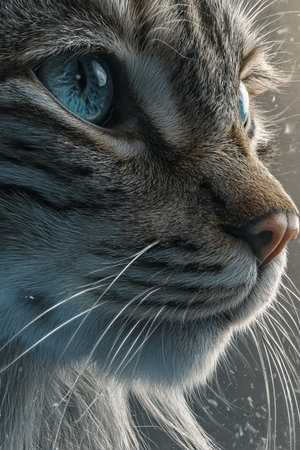 Portrait of a cat with blue eyes, close-up.の素材