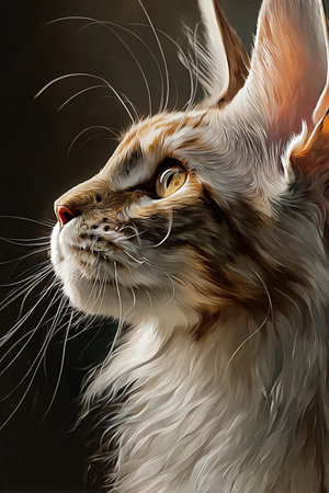 Portrait of a beautiful Maine Coon cat, studio shot.の素材