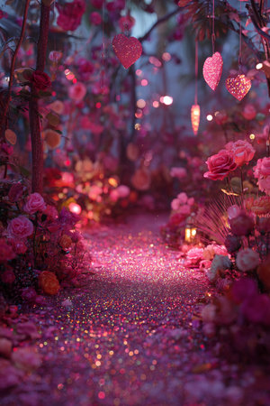 Beautiful pink roses in the garden, Valentine's day concept.の素材