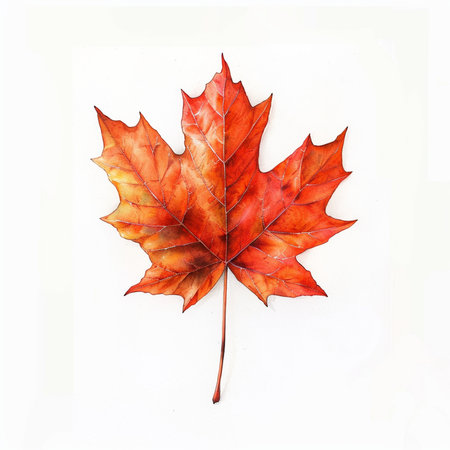 Autumn maple leaf isolated on white background. Fall season concept.の素材