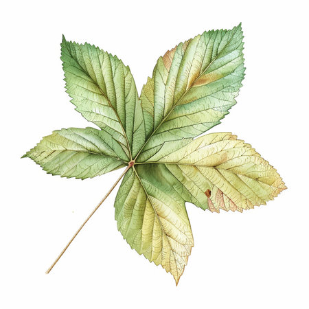 Autumn leaf isolated on a white background. Watercolor illustration.の素材