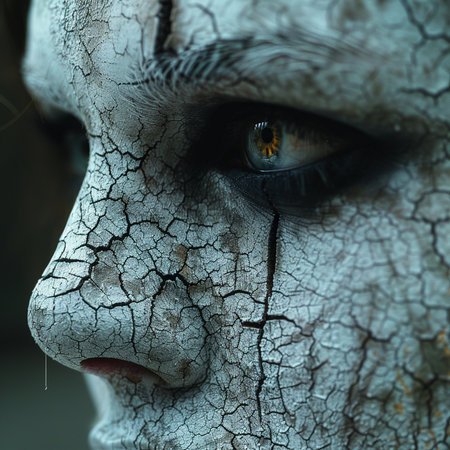 Close-up portrait of a scary zombie woman. Halloween theme.の素材