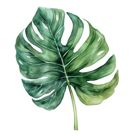 Autumn leaf isolated on white background. Hand drawn watercolor illustration.の素材