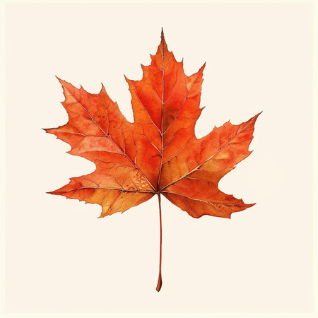 Autumn maple leaf isolated on white background. 3D illustrations.の素材