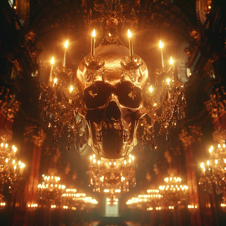 Skull in the Gothic style of a baroque church.の素材
