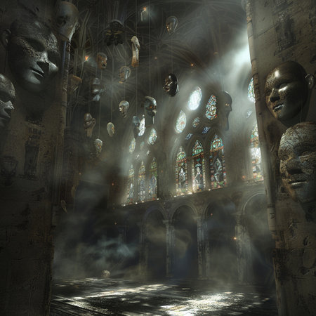 The interior of the Cathedral of Notre Dame de Paris, France.の素材