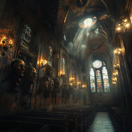 Interior of the Cathedral of Notre Dame de Paris, France.の素材