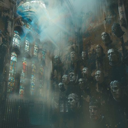 Gothic interior of the Cathedral of Saint Mary of the See in Pragueの素材