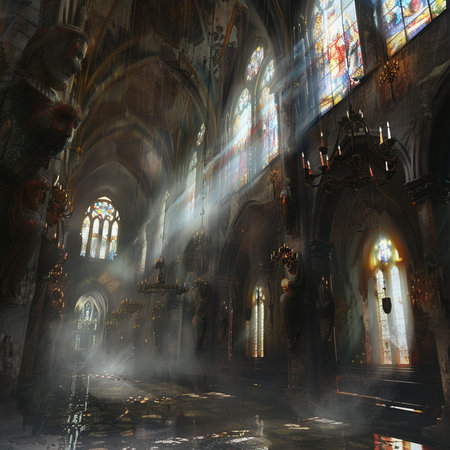 Interior of the Basilica of Notre Dame de Paris, Franceの素材