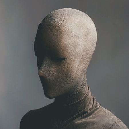Man in medical mask on gray background, close-up portrait.の素材