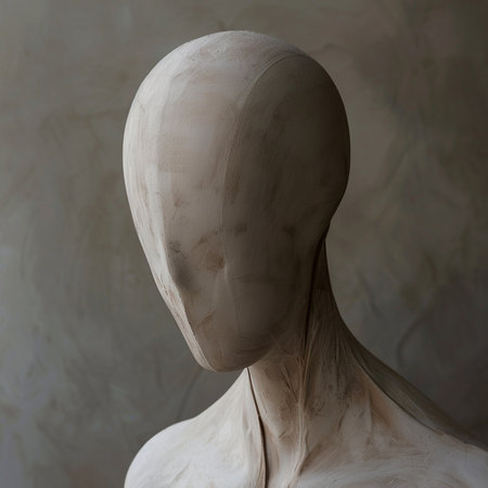 Mannequin head with white marble skin. 3d render.の素材