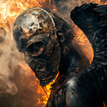 Fantasy image of a man in a gas mask. Halloween.の素材