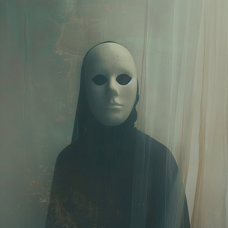 Mysterious woman in a black mask. Halloween concept. 3d renderingの素材