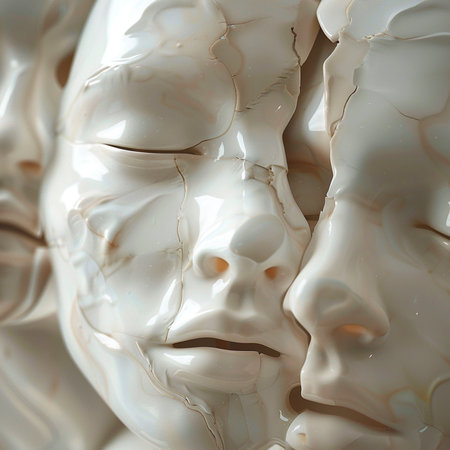 Ceramic face close-up. 3d rendering, 3d illustration.の素材