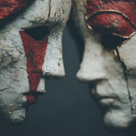 Two human skulls with a painted flag of the Republic of Malta.の素材