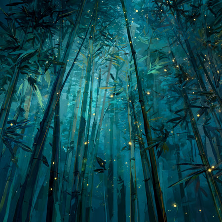 Bamboo forest background. Vector illustration of bamboo forest with light.の素材