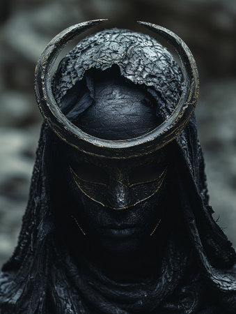 Portrait of a woman warrior in a helmet and armor. Fantasy.の素材