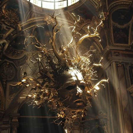 Venetian mask in the interior of the Royal Palace of Veniceの素材