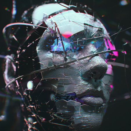 Artificial Intelligence. Futuristic cyborg man portrait. 3D renderingの素材