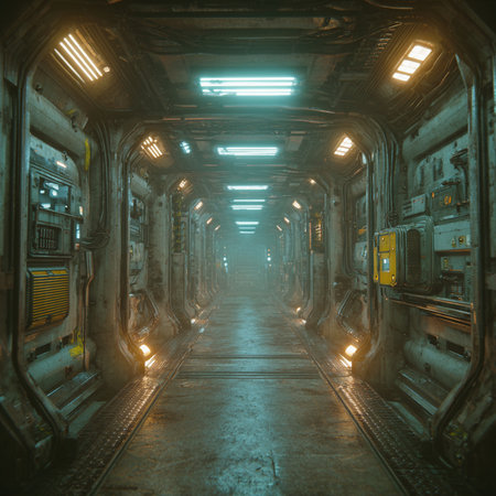 Futuristic corridor of the subway station. 3d rendering.の素材