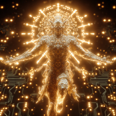 3D rendering of a robot in the form of a human bodyの素材