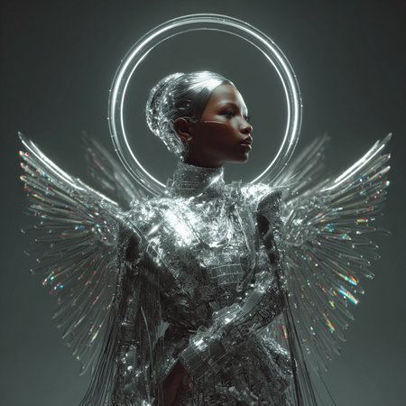 Portrait of a beautiful woman in a carnival mask with feathers.の素材