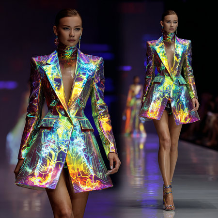A model walks the runway during the Balmain show as part of the Paris Fashion Week Womenswear Spring/Summer 2016 in Paris, France.の素材