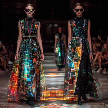 A model walks the runway during the Balmain show as part of the Paris Fashion Week Womenswear Spring/Summer 2016 in Paris, France.の素材