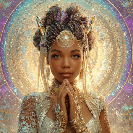 Beautiful african american woman with afro hairstyle and jewelryの素材