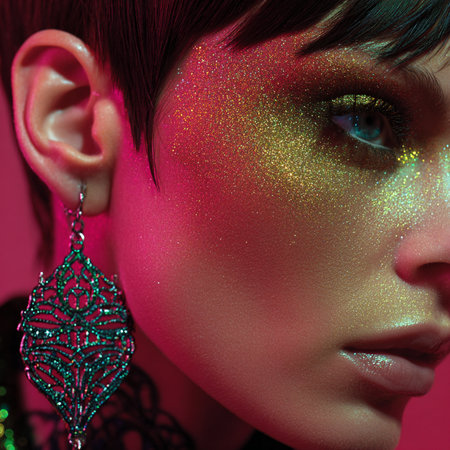 Fashion portrait of young beautiful woman with bright make-up.の素材