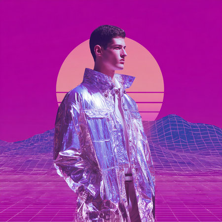 Handsome young man in futuristic space suit. 3d renderingの素材