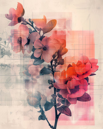 Abstract floral background with spring flowers. Vintage style toned picture.の素材