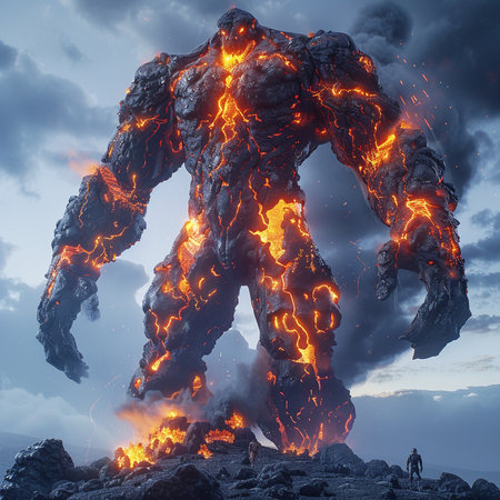 Volcanic eruption in the sky. 3D illustrations. Fantasy.の素材