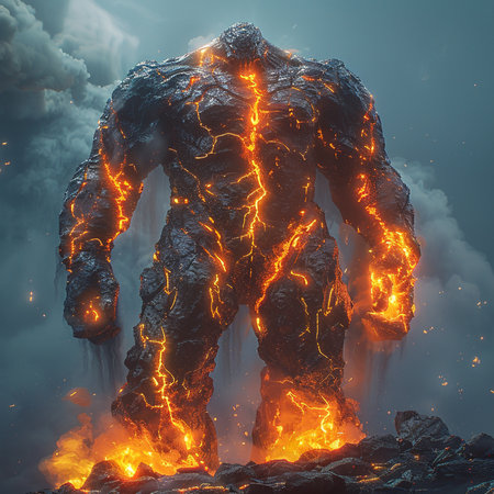 Volcanic eruption. 3D illustrations. Conceptual image.の素材