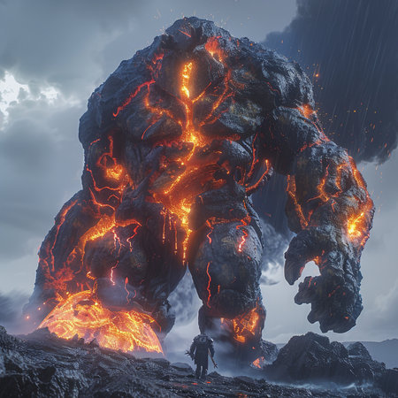 Volcanic eruption with lava and smoke. 3D illustrations.の素材