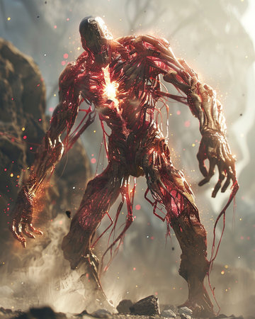 3d rendering of a female alien with blood in her body.の素材