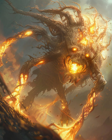 Fantasy dragon with fire and smoke. Digital art. 3D rendering.の素材