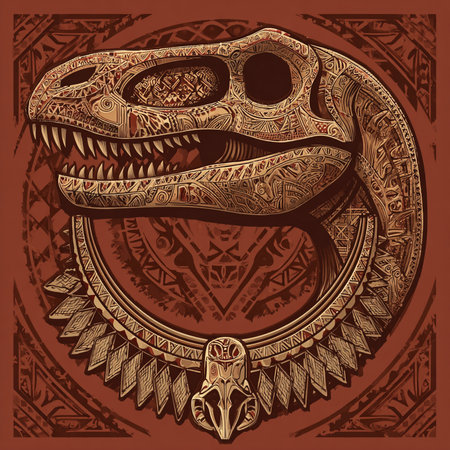 Tribal crocodile skull. Vector illustration for your design.の素材