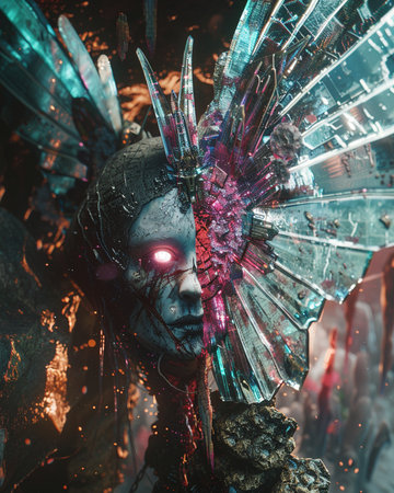 Close-up portrait of a girl with a fantasy make-upの素材